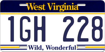 WV license plate 1GH228