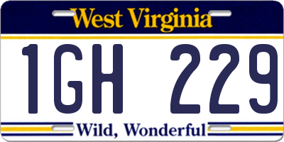 WV license plate 1GH229