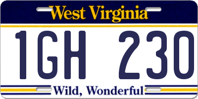 WV license plate 1GH230