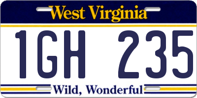 WV license plate 1GH235