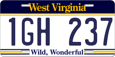WV license plate 1GH237