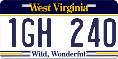 WV license plate 1GH240
