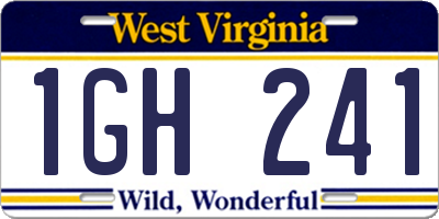 WV license plate 1GH241