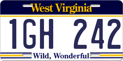 WV license plate 1GH242