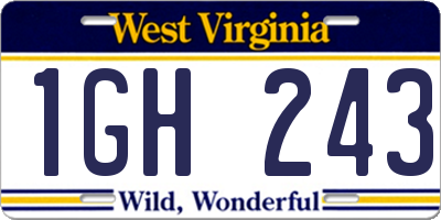 WV license plate 1GH243