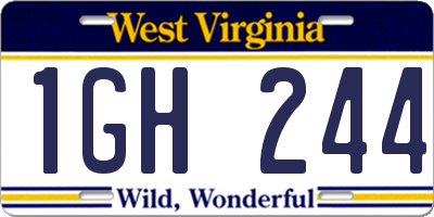 WV license plate 1GH244