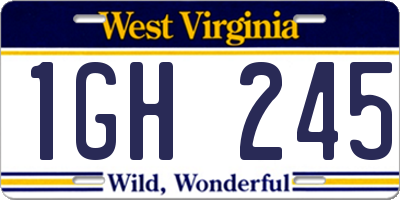 WV license plate 1GH245