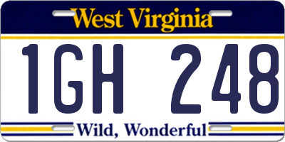 WV license plate 1GH248
