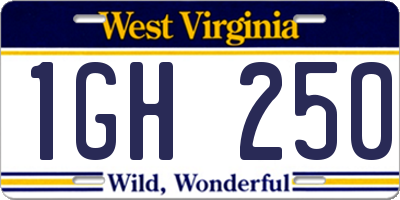 WV license plate 1GH250