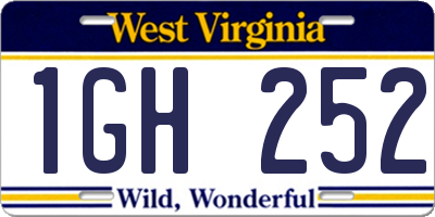 WV license plate 1GH252