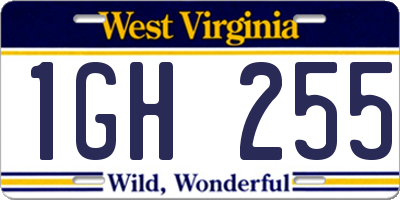 WV license plate 1GH255