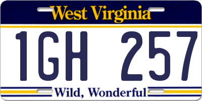 WV license plate 1GH257