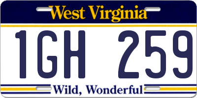 WV license plate 1GH259