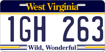 WV license plate 1GH263