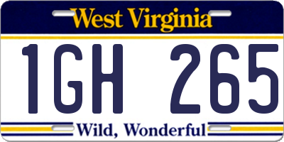 WV license plate 1GH265