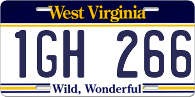 WV license plate 1GH266