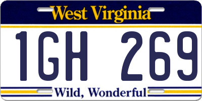 WV license plate 1GH269