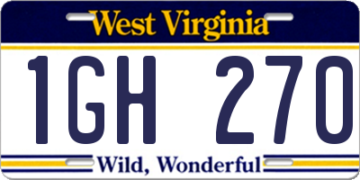 WV license plate 1GH270
