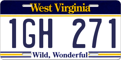 WV license plate 1GH271