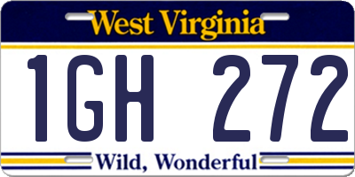 WV license plate 1GH272