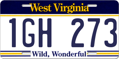 WV license plate 1GH273