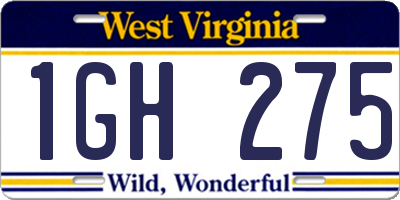 WV license plate 1GH275