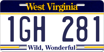 WV license plate 1GH281