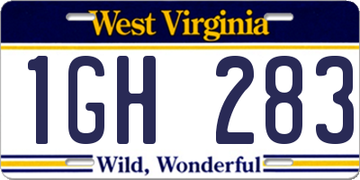 WV license plate 1GH283
