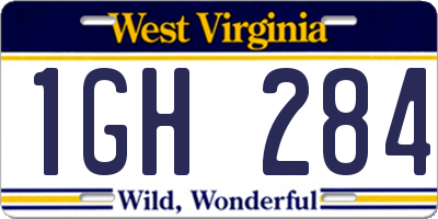 WV license plate 1GH284