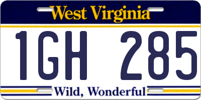 WV license plate 1GH285