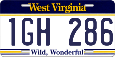 WV license plate 1GH286