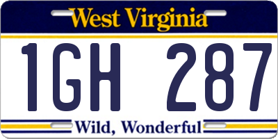 WV license plate 1GH287