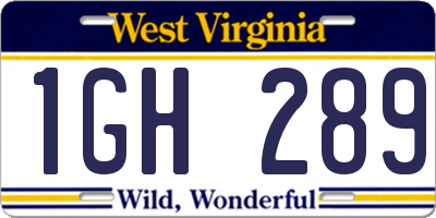 WV license plate 1GH289