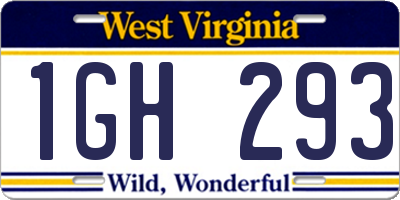 WV license plate 1GH293