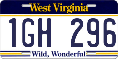 WV license plate 1GH296