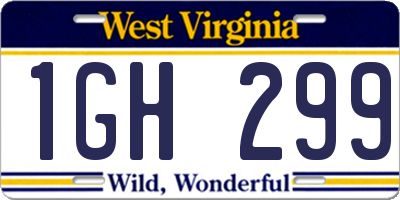 WV license plate 1GH299