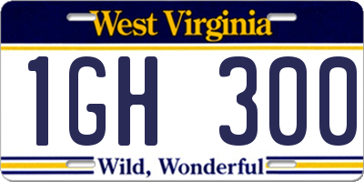 WV license plate 1GH300
