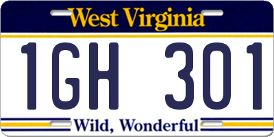 WV license plate 1GH301