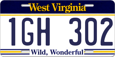 WV license plate 1GH302