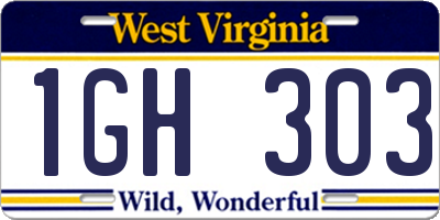 WV license plate 1GH303