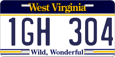 WV license plate 1GH304