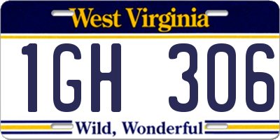 WV license plate 1GH306