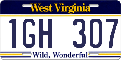WV license plate 1GH307