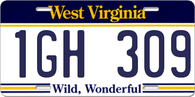 WV license plate 1GH309
