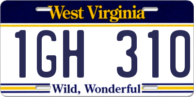 WV license plate 1GH310