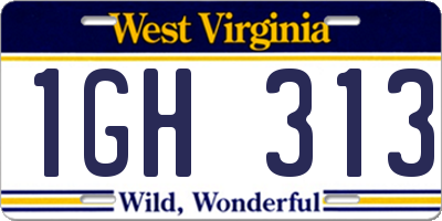 WV license plate 1GH313