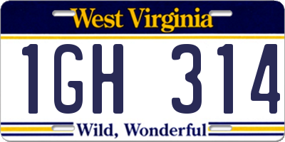 WV license plate 1GH314
