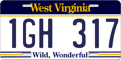 WV license plate 1GH317