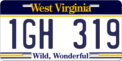 WV license plate 1GH319