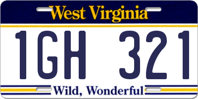 WV license plate 1GH321